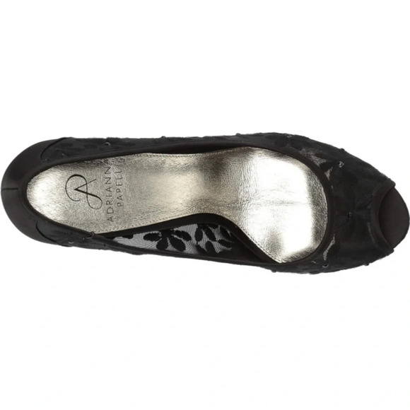 Adrianna Papell Women's Dressy Floral Lace Black Satin Pump Size 6 Wide NIB - Picture 4 of 8